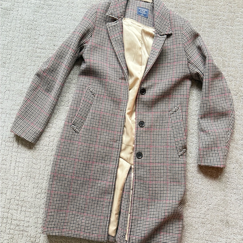 Abercrombie & Fitch Houndstooth Jacket with Red Accents